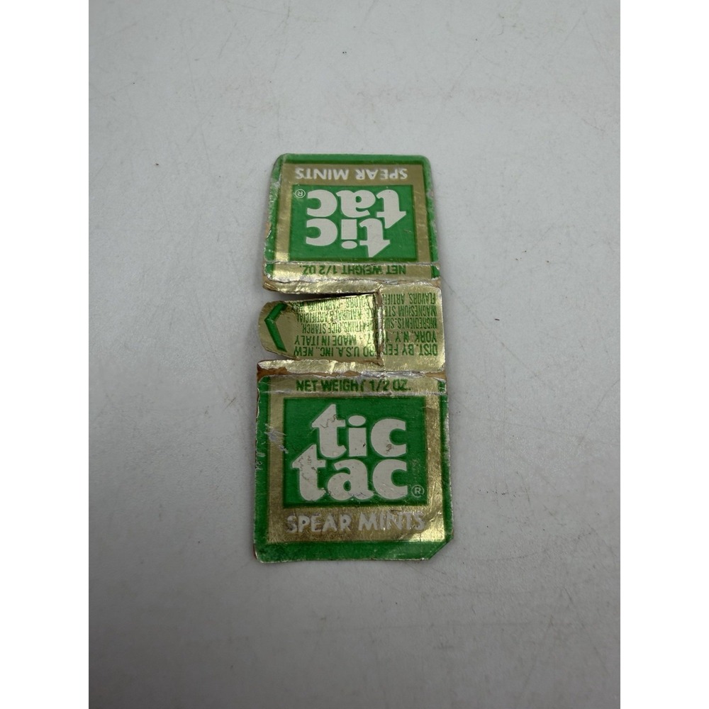 Vintage Tic Tac Ferraro 1985 Breath Mints Green MINT Container Label Only